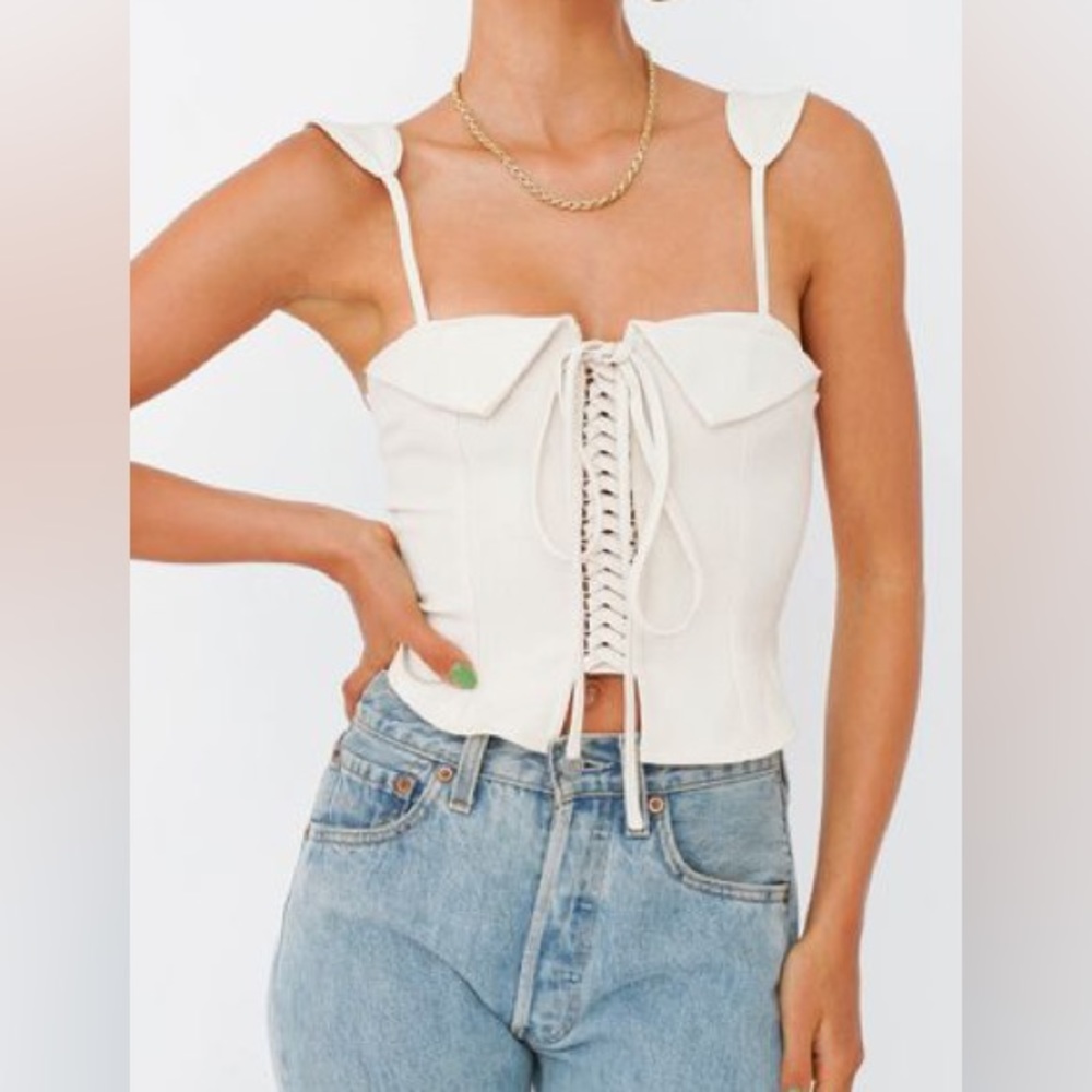 VRG GRL white corset tank top